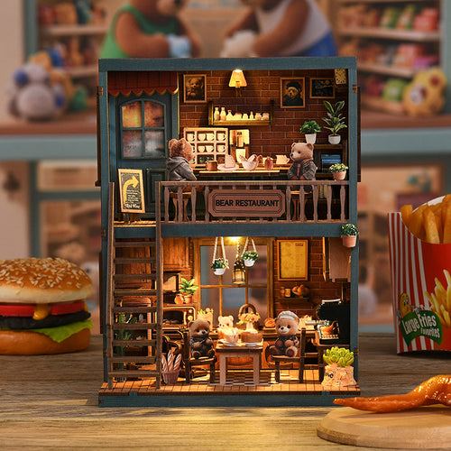 Bear Restaurant - DIY Book Nook Kit 3D Miniature Dollhouse