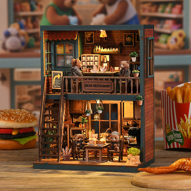 Bear Restaurant - DIY Book Nook Kit 3D Miniature Dollhouse