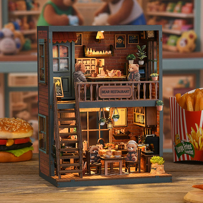 Bear Restaurant - DIY Book Nook Kit 3D Miniature Dollhouse