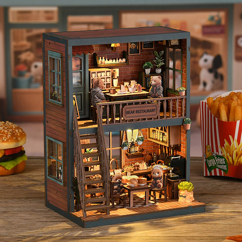 Bear Restaurant - DIY Book Nook Kit 3D Miniature Dollhouse