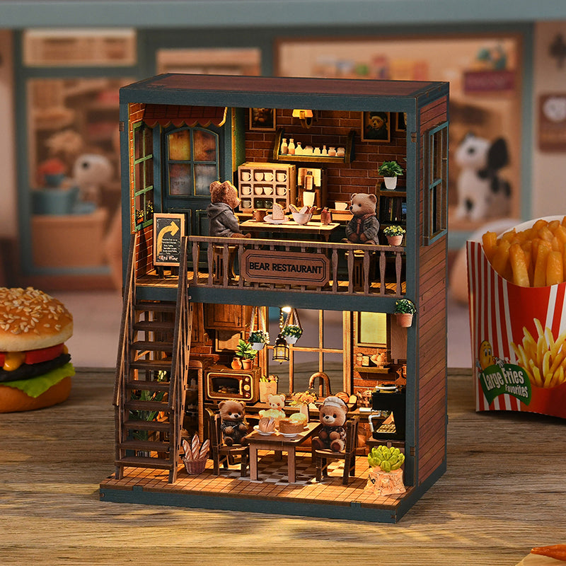 Bear Restaurant - DIY Book Nook Kit 3D Miniature Dollhouse