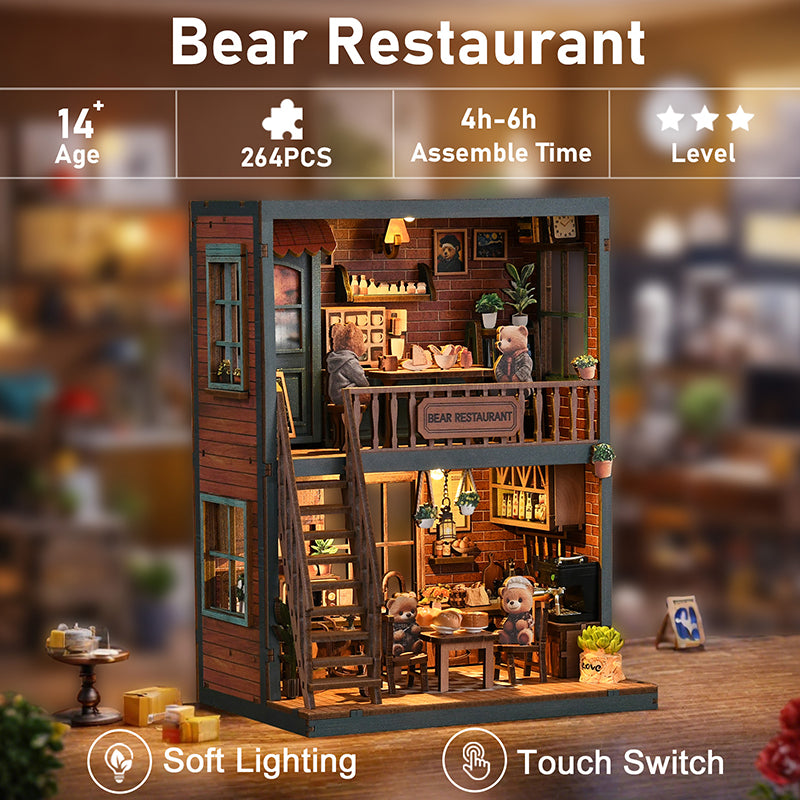 Bear Restaurant - DIY Book Nook Kit 3D Miniature Dollhouse