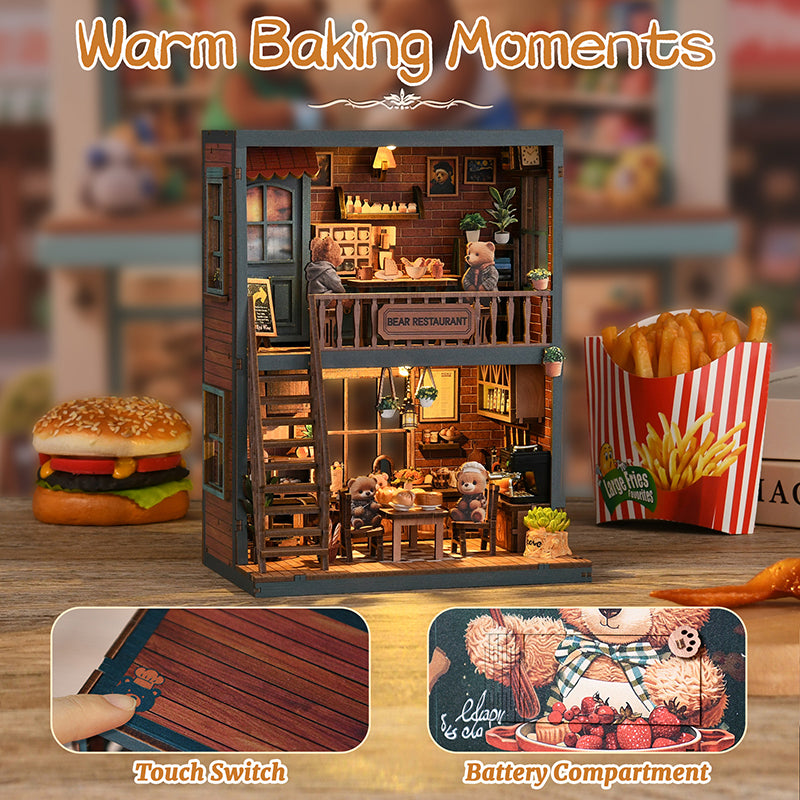 Bear Restaurant - DIY Book Nook Kit 3D Miniature Dollhouse