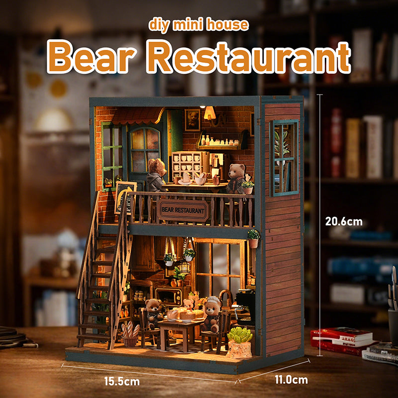 Bear Restaurant - DIY Book Nook Kit 3D Miniature Dollhouse