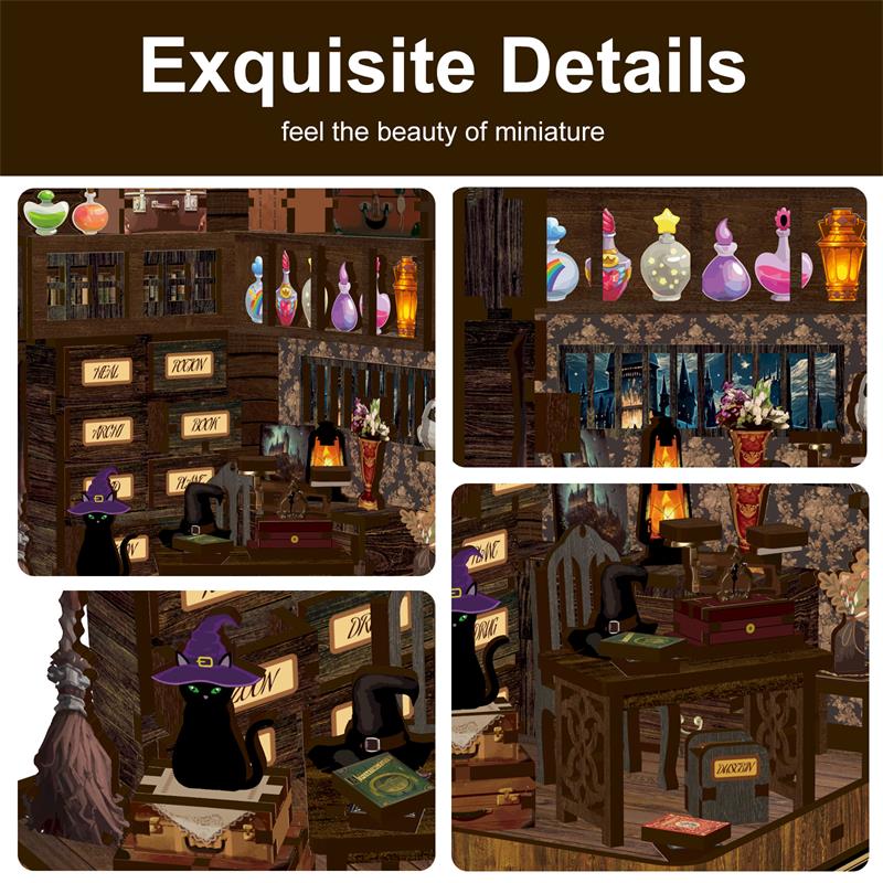 Magic Book House - DIY Dollhouse Kit 3D Miniature Witch's Hut