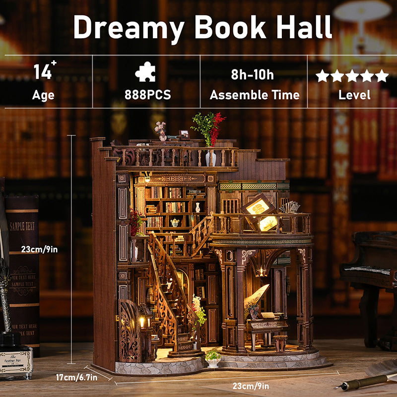 Dreamy Book Hall - DIY Miniature Dollhouse Kit 3D Puzzle