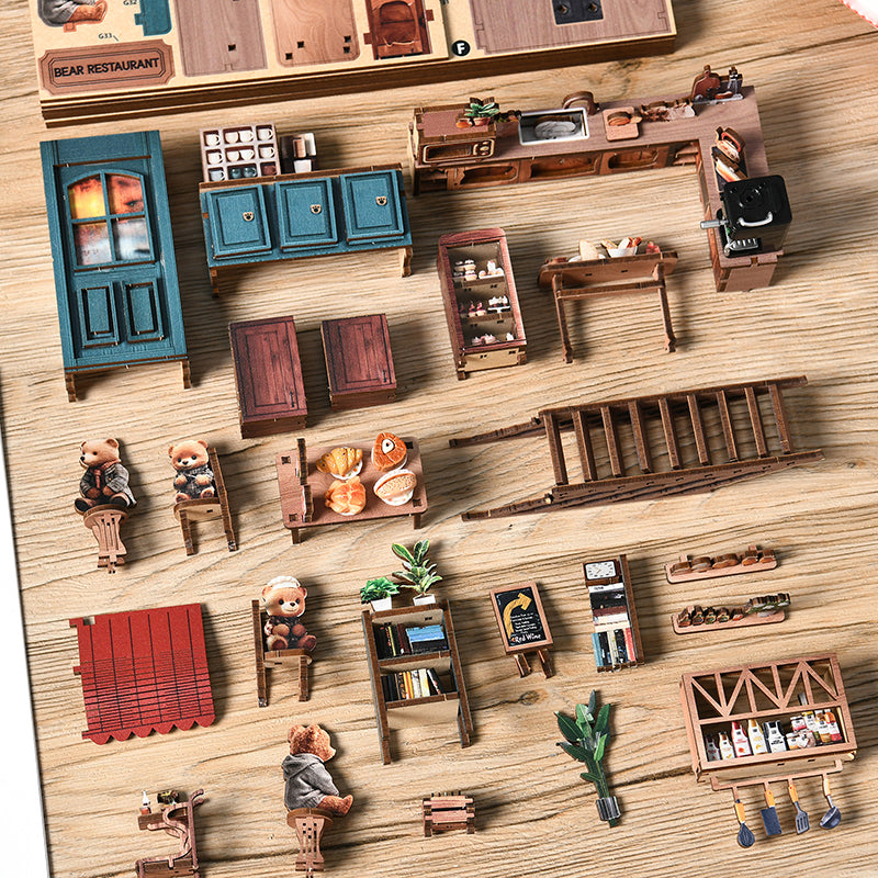 Bear Restaurant - DIY Book Nook Kit 3D Miniature Dollhouse