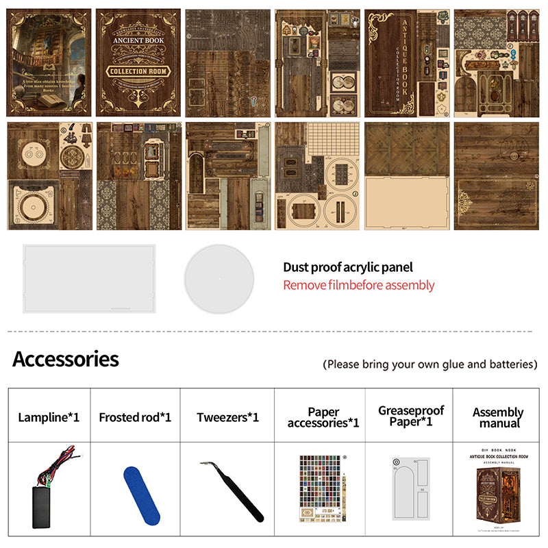 Antique Book Collection Room - DIY Book Nook Kit 3D Miniature Library