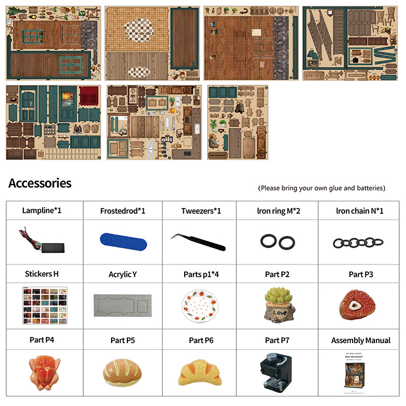 Bear Restaurant - DIY Book Nook Kit 3D Miniature Dollhouse