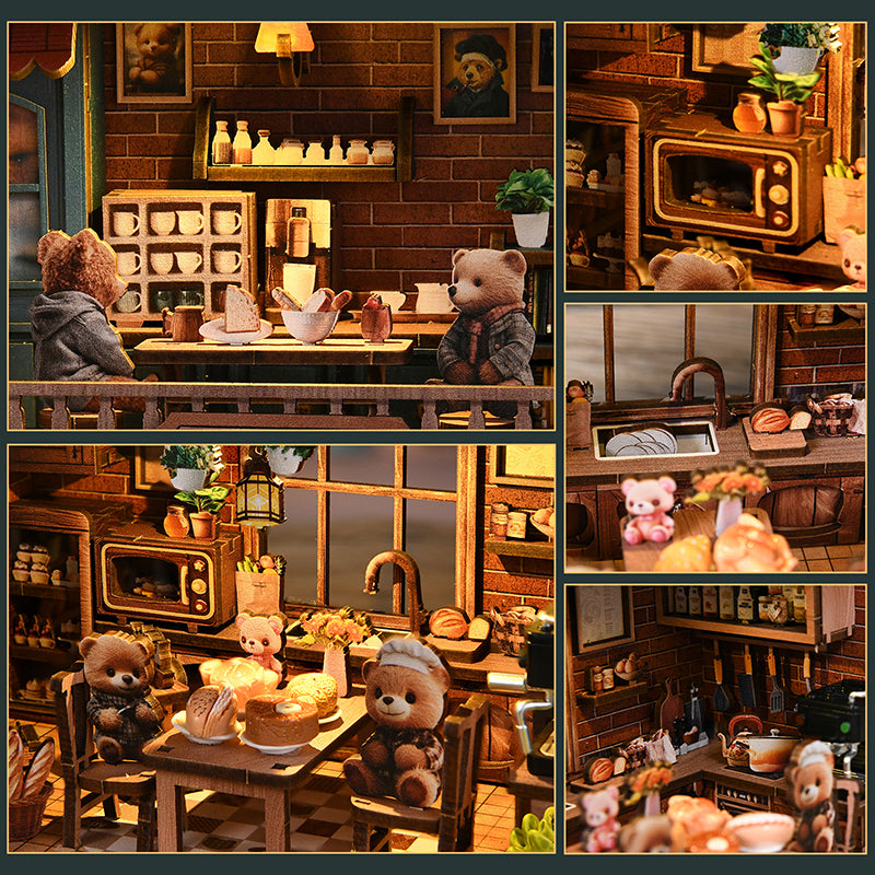 Bear Restaurant - DIY Book Nook Kit 3D Miniature Dollhouse